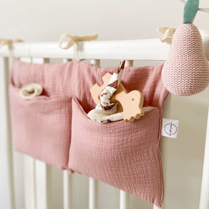 Stylish Baby Crib Organizer with 2 Pockets - Perfect for Diapers, Toys, and Essentials!