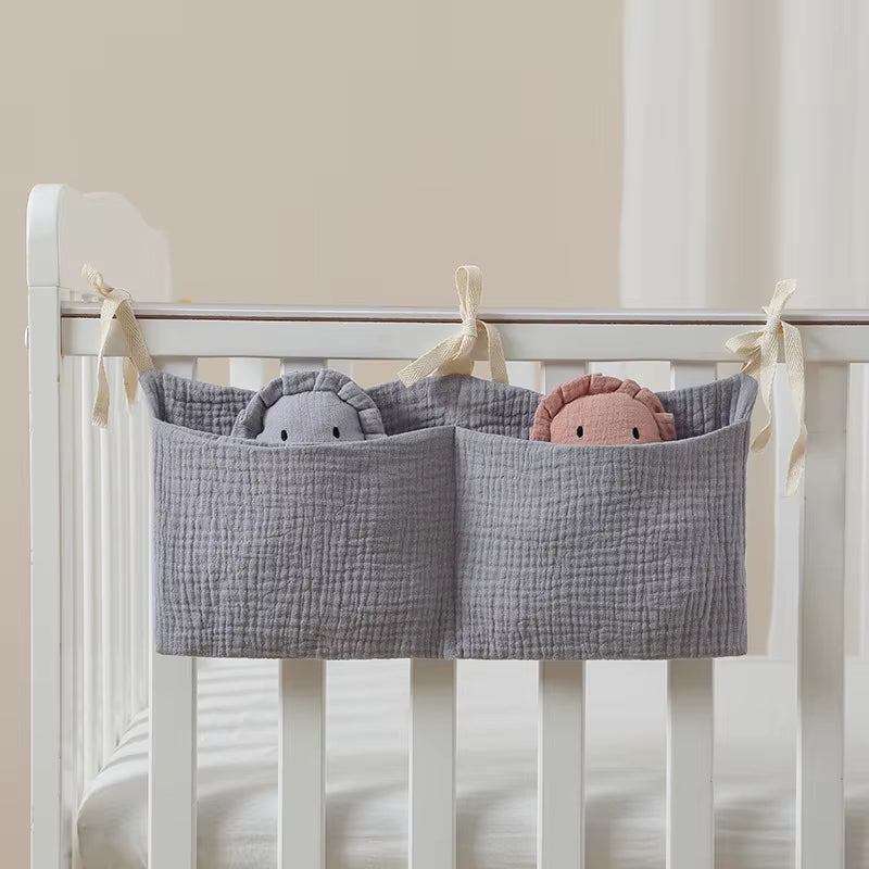 Stylish Baby Crib Organizer with 2 Pockets - Perfect for Diapers, Toys, and Essentials!