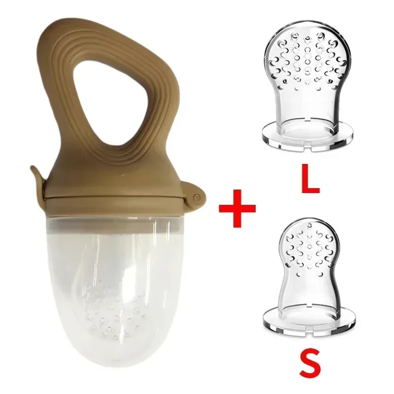 Silicone Baby Fruit Feeder with Cover - Perfect for Fresh Food, Vegetables, and Teething Relief!