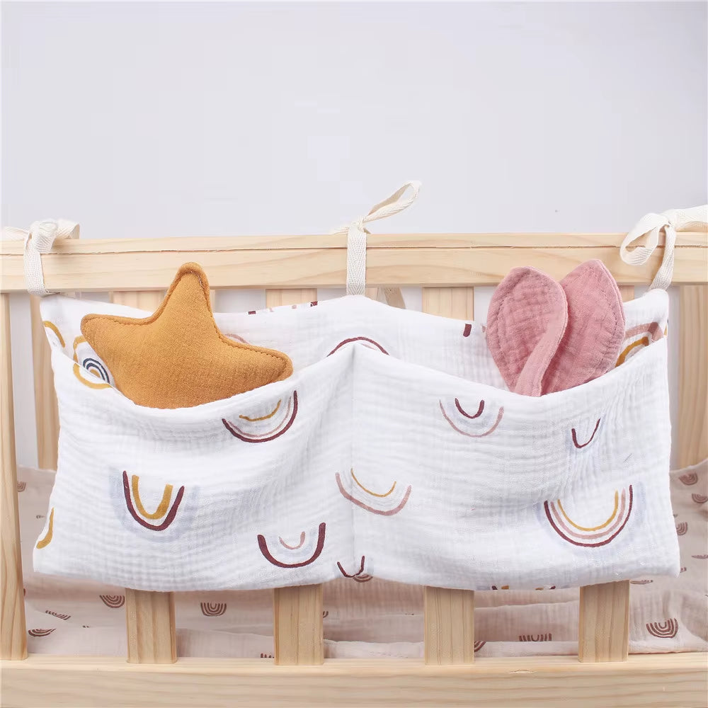 Stylish Baby Crib Organizer with 2 Pockets - Perfect for Diapers, Toys, and Essentials!