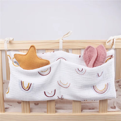 Stylish Baby Crib Organizer with 2 Pockets - Perfect for Diapers, Toys, and Essentials!