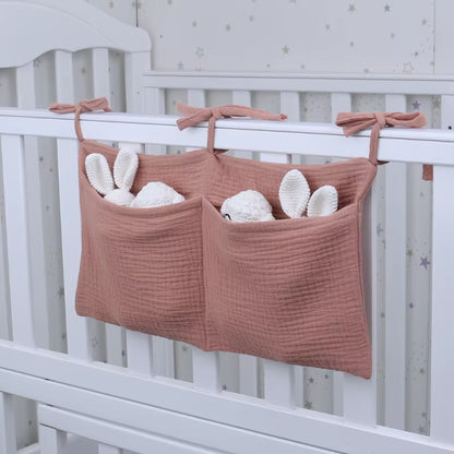 Stylish Baby Crib Organizer with 2 Pockets - Perfect for Diapers, Toys, and Essentials!