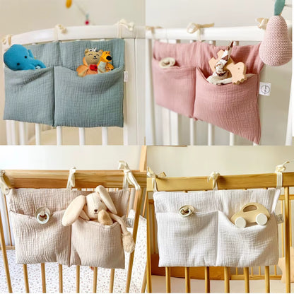 Stylish Baby Crib Organizer with 2 Pockets - Perfect for Diapers, Toys, and Essentials!