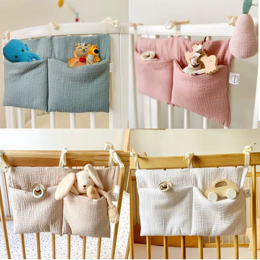 Stylish Baby Crib Organizer with 2 Pockets - Perfect for Diapers, Toys, and Essentials!