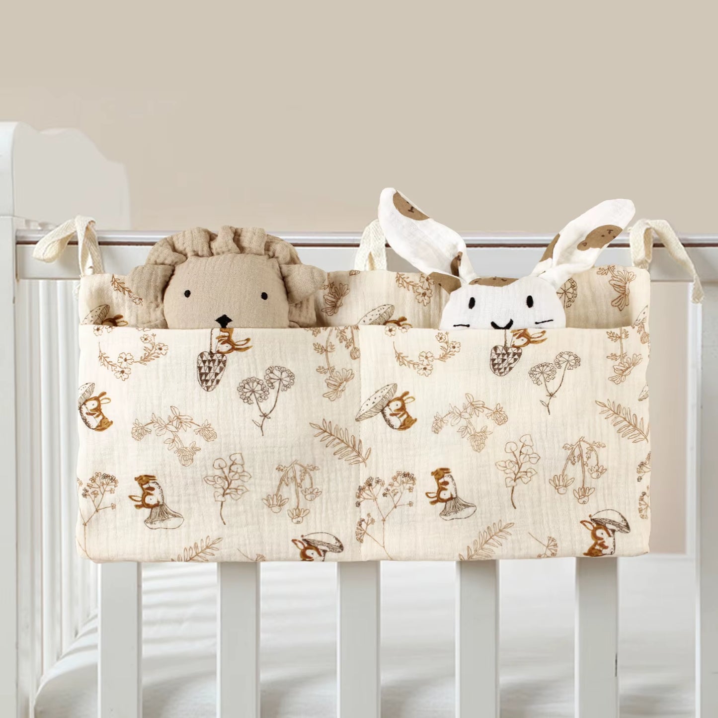 Stylish Baby Crib Organizer with 2 Pockets - Perfect for Diapers, Toys, and Essentials!