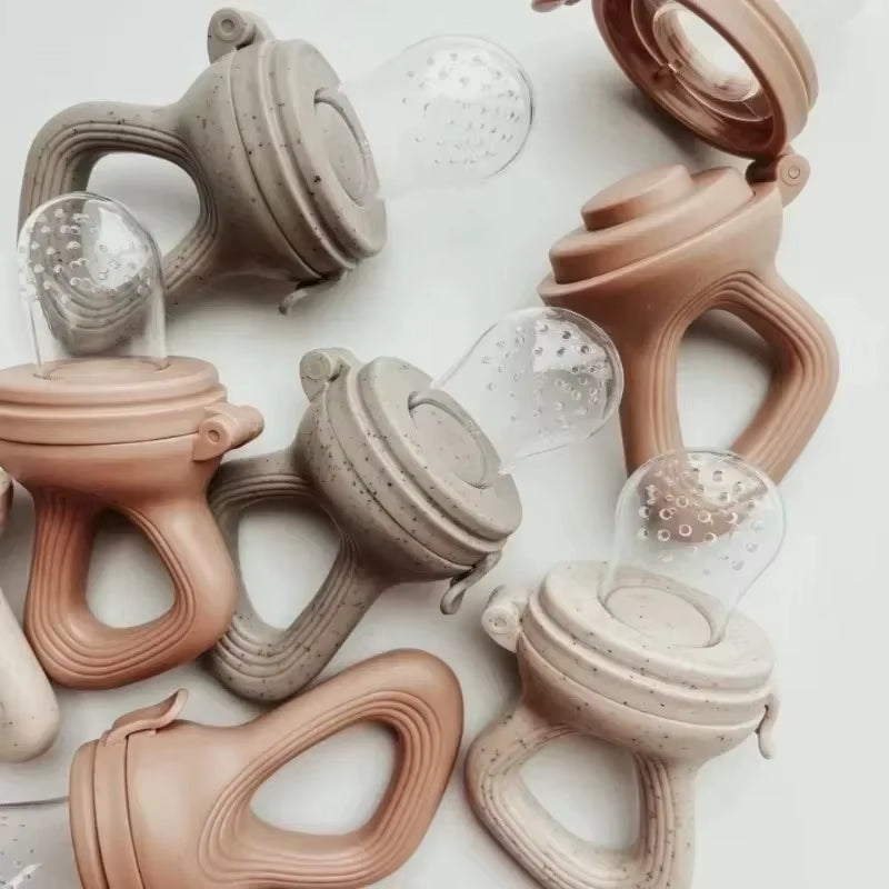 Silicone Baby Fruit Feeder with Cover - Perfect for Fresh Food, Vegetables, and Teething Relief!