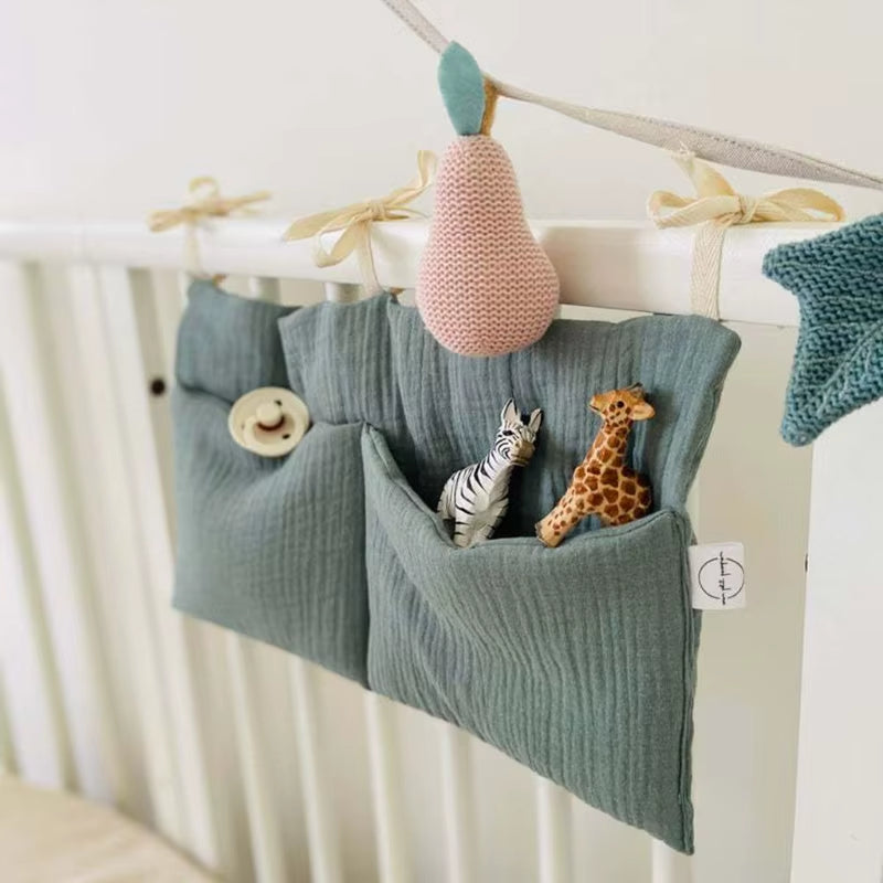 Stylish Baby Crib Organizer with 2 Pockets - Perfect for Diapers, Toys, and Essentials!