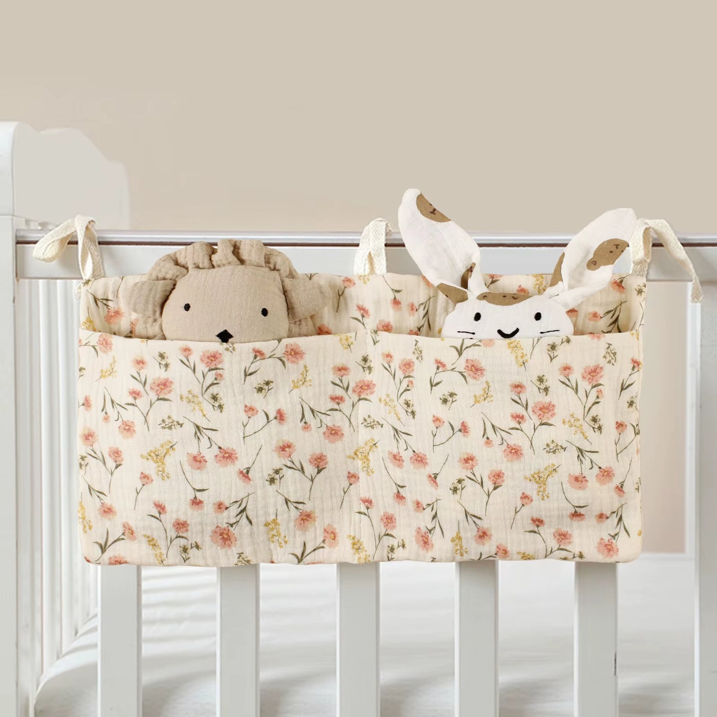 Stylish Baby Crib Organizer with 2 Pockets - Perfect for Diapers, Toys, and Essentials!