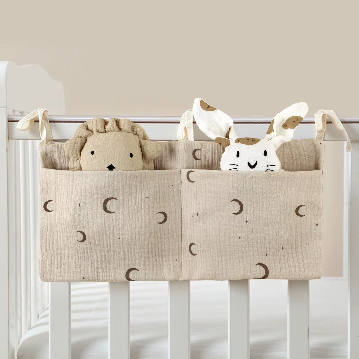 Stylish Baby Crib Organizer with 2 Pockets - Perfect for Diapers, Toys, and Essentials!