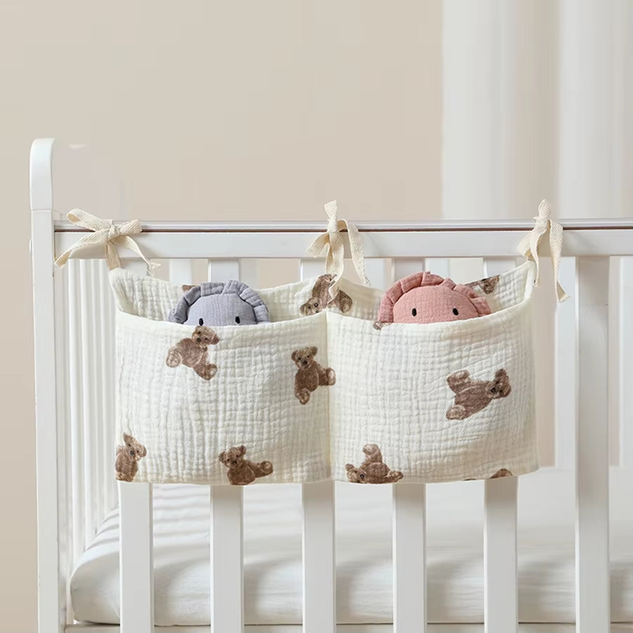 Stylish Baby Crib Organizer with 2 Pockets - Perfect for Diapers, Toys, and Essentials!
