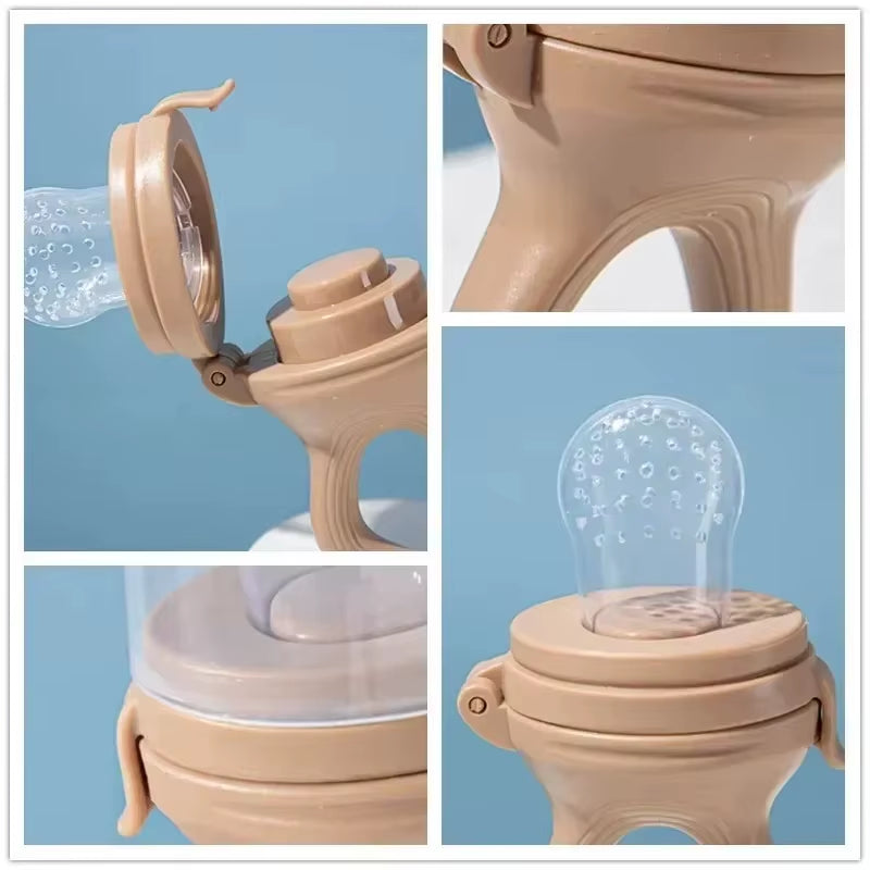 Silicone Baby Fruit Feeder with Cover - Perfect for Fresh Food, Vegetables, and Teething Relief!